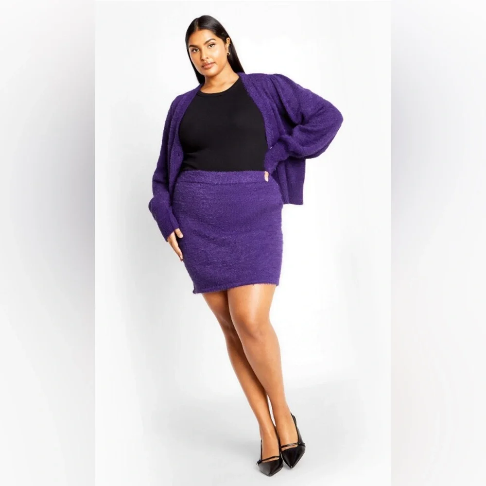 City Chic Fluffy Skirt - royal purple. Size XS